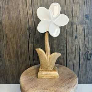 Home Decor Mango Wood Daisy Flower Spring Flowers Sitter NEW FAST SHIP